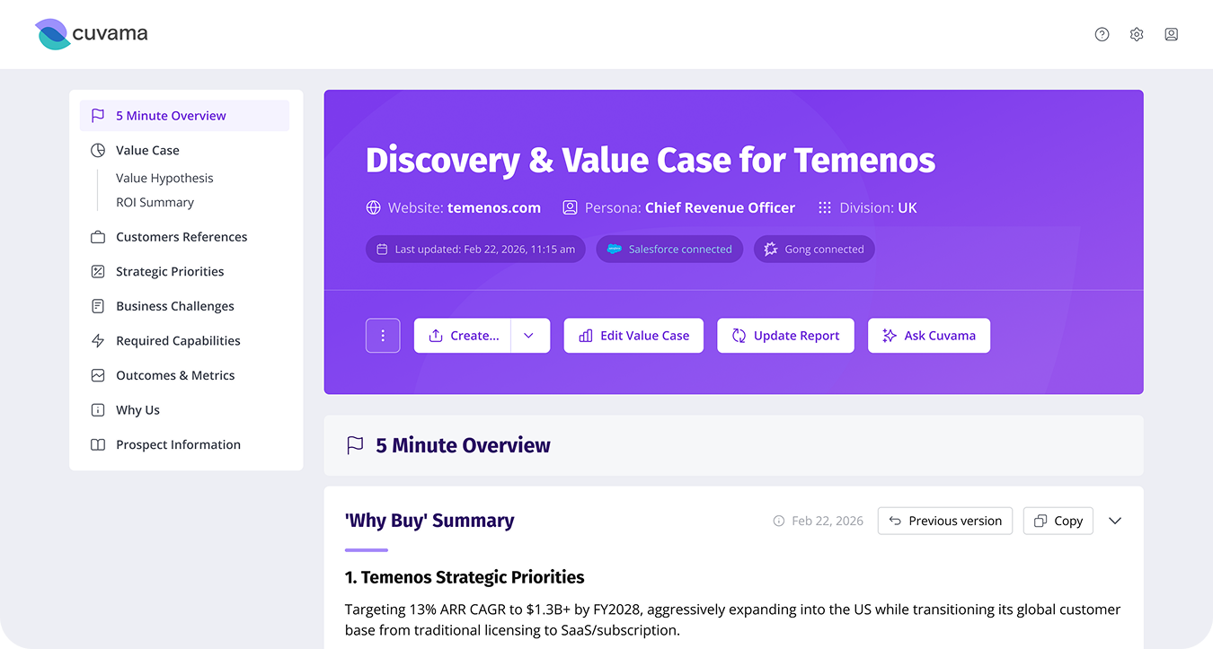 discrovery value case temenos